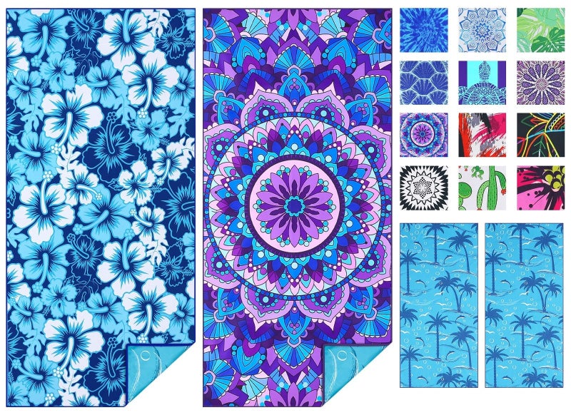 TwoYek 2 Pack Microfiber Thin Beach Towel Lightweight 71x32 Oversized Extra Large Sand Free Towels Quick Dry for Travel Pool Yoga Gym Sports Beach Accessories Vacation Essential Gift - Image 1