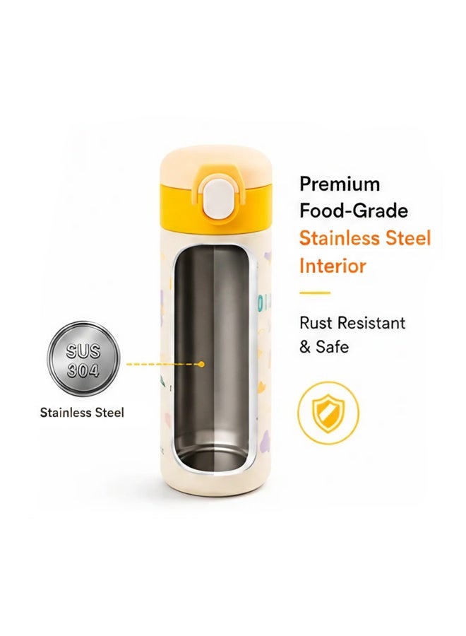 Cocobee-Insulated Stainless Steel Water Bottle, Leakproof, Soft Handle Grip, Odour Free, 500Ml, 3 Years+-Yellow - Image 4