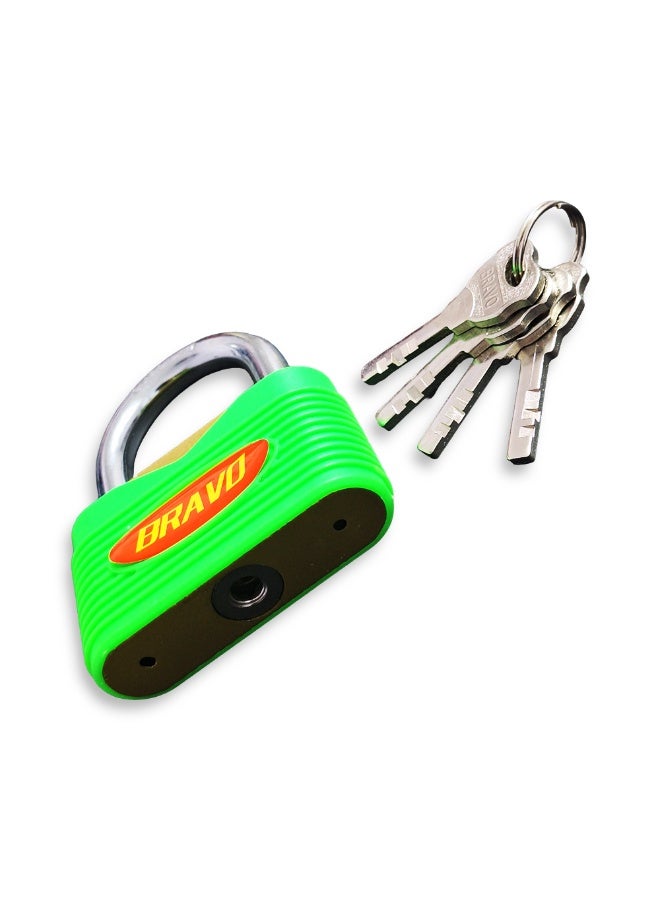برافو قفل عالي الجودة شديد التحمل 70 مم، متين ومقاوم للطقس، قفل معدني بأربعة مفاتيح، قلب أمان معزز، تصميم مضاد للصدأ، وغطاء سيليكون واقٍ لمزيد من الأمان؛ مثالي للأبواب والبوابات والتخزين والاستخدام الخارجي - Image 2