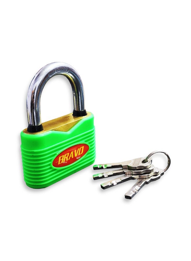 برافو قفل عالي الجودة شديد التحمل 70 مم، متين ومقاوم للطقس، قفل معدني بأربعة مفاتيح، قلب أمان معزز، تصميم مضاد للصدأ، وغطاء سيليكون واقٍ لمزيد من الأمان؛ مثالي للأبواب والبوابات والتخزين والاستخدام الخارجي - Image 3