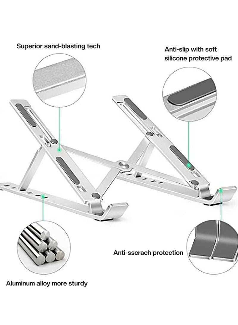 ELTRAZONE Laptop Stand for Desk , Portable Laptop Holder Riser for desk, Adjustable Aluminium Foldable Laptop Stand Compatible with 10 to 15.6 Inches Notebook Computer, Silver - Image 5
