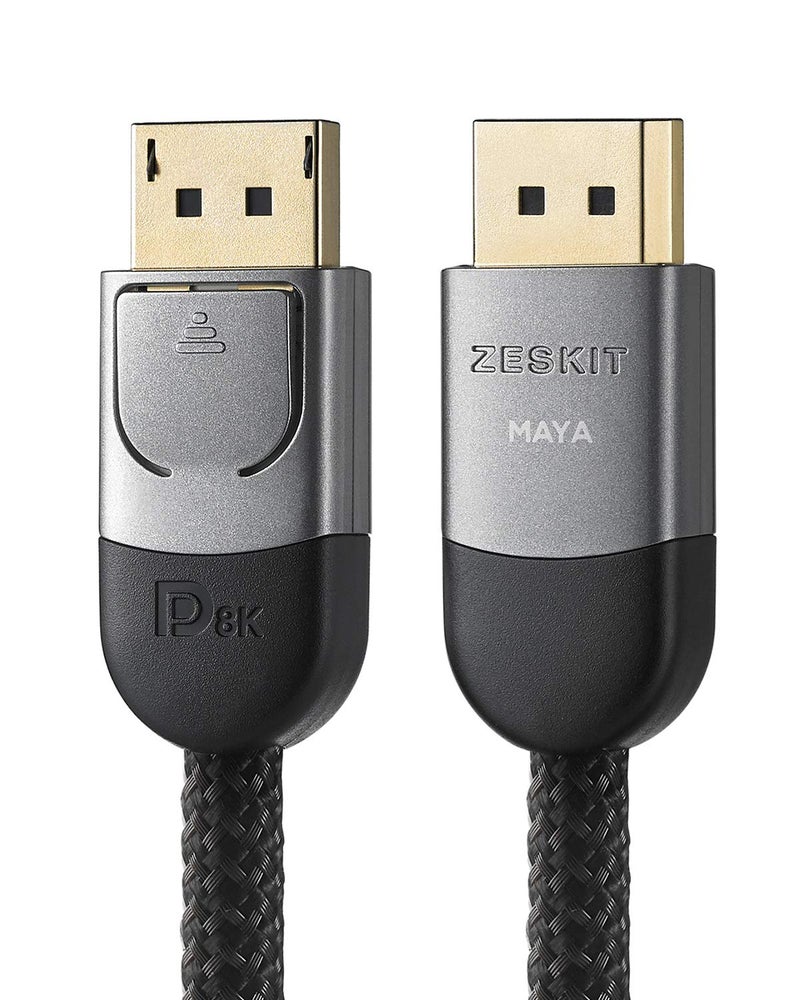 Zeskit Maya Certified DP 1.4 Cable, 4K 120Hz 8K 60Hz 1440p 144Hz 240Hz HDR 32.4Gpbs HBR3 (6.5ft, Braided Jacket) - Image 1