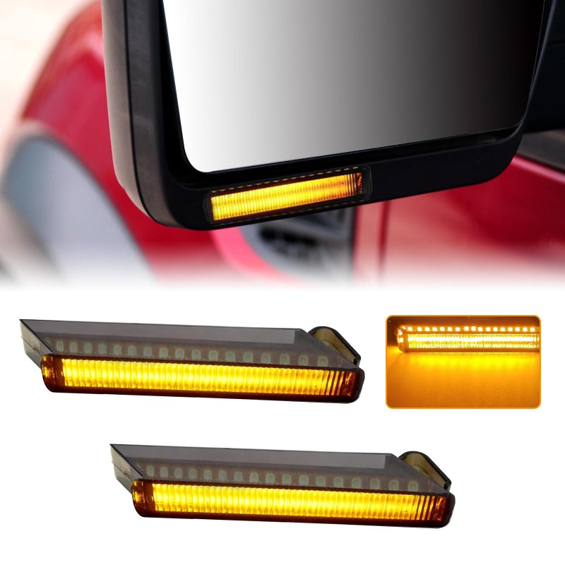 2pcs Sequential Right Left LED Side Mirror Turn Signal Light Smoked Lamps for 20042014 Ford F150 Expedition Lincoln Mark LT Amber Flowing led Lights