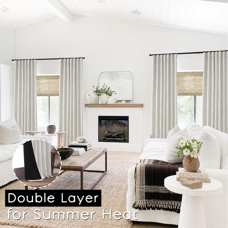 PANELSBURG 2 Panel Set 90 Inch Curtains Linen Blackout Liner Behind Shade Black Out Window Cover Stylish Elegant Modern Curtains for Living Room Bedroom 2023 50x90 in Length Long Cream Ivory - Image 2
