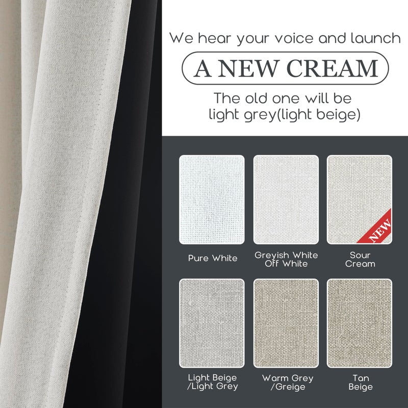 PANELSBURG 2 Panel Set 90 Inch Curtains Linen Blackout Liner Behind Shade Black Out Window Cover Stylish Elegant Modern Curtains for Living Room Bedroom 2023 50x90 in Length Long Cream Ivory - Image 4
