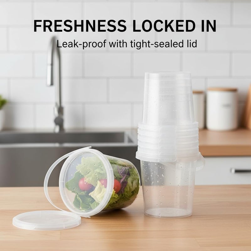 KASTWAVE Snack Containers with Handheld, Food Storage Containers with Lids, Deli Containers with Lids, Leak-Proof, BPA Free Airtight Takeout Plastic Meal Prep for Soup Snacks Food, 750ml 20 Sets - Image 3