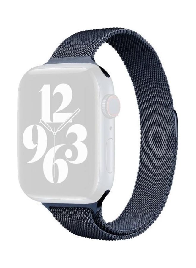 NIBEMINENT Milan Loopback Small Waist Replacement Watchband For Apple Watch Series 7 45mm/6 & SE 5 4 44mm/3 2 1 42mm Blue - Image 1