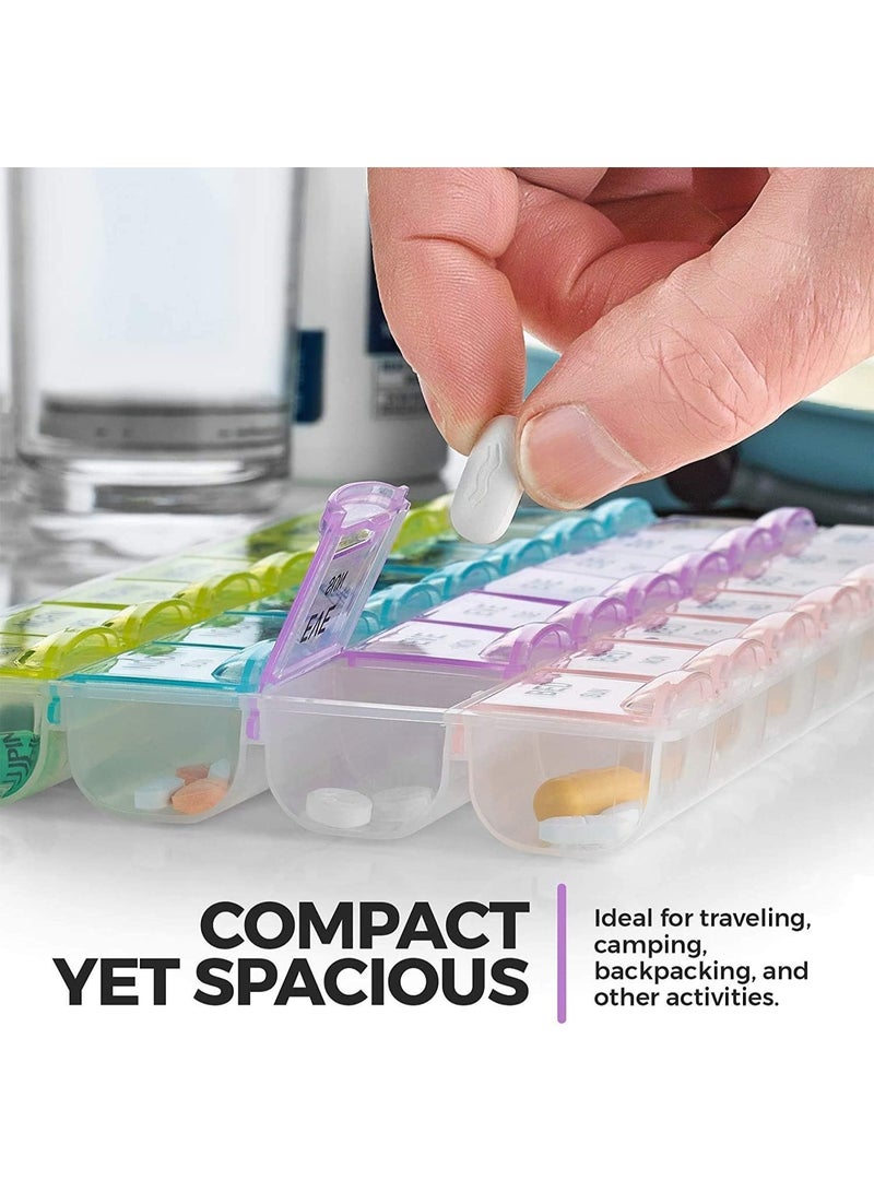 2 Pieces Large Weekly Pill Organizer 4 Times a Day, 7 Day Moisture Proof Medicine Cases, Portable Travel Pill Cases for Pills, Fish Oil Supplements, Vitamins - Image 3