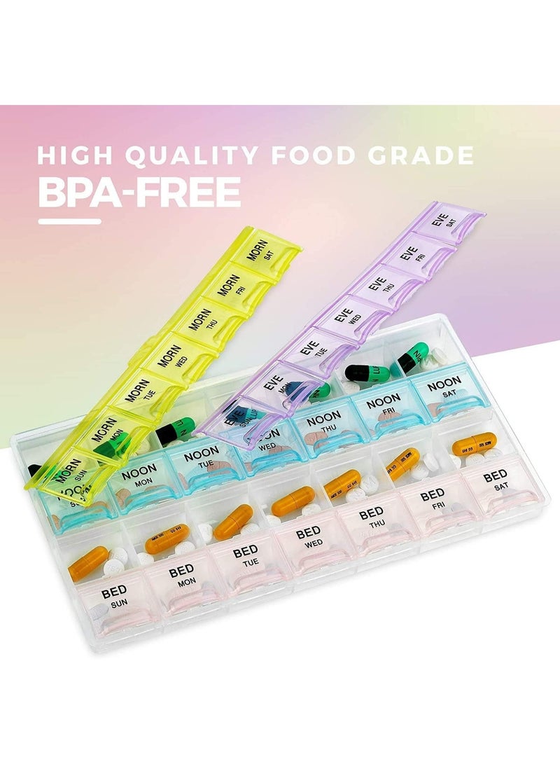 2 Pieces Large Weekly Pill Organizer 4 Times a Day, 7 Day Moisture Proof Medicine Cases, Portable Travel Pill Cases for Pills, Fish Oil Supplements, Vitamins - Image 5