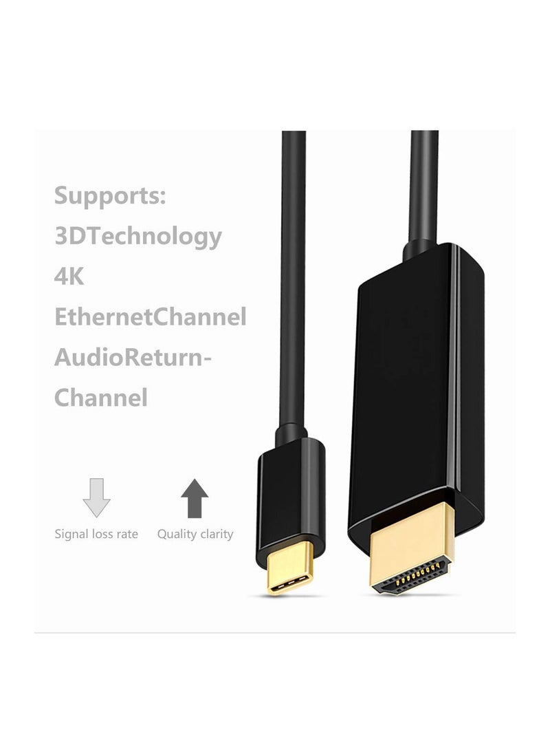 Generic - USB-C to HDMI Cable 4K@60Hz, Type C to HDMI 2.0, Thunderbolt 3, Compatible with MacBook Pro, MacBook Air, iPad Pro, Surface Book 2, Galaxy S20, and other USB-C enabled devices, 2m long. - Image 1