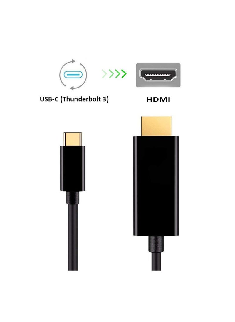 Generic - USB-C to HDMI Cable 4K@60Hz, Type C to HDMI 2.0, Thunderbolt 3, Compatible with MacBook Pro, MacBook Air, iPad Pro, Surface Book 2, Galaxy S20, and other USB-C enabled devices, 2m long. - Image 1