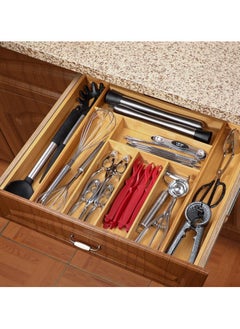 AIWANTO Expandable Bamboo Cutlery Tray Drawer Organizer Utensil Knife Silverware and Flatware Holder Closet for Spoons Forks Knives (38x28)  - Image 5