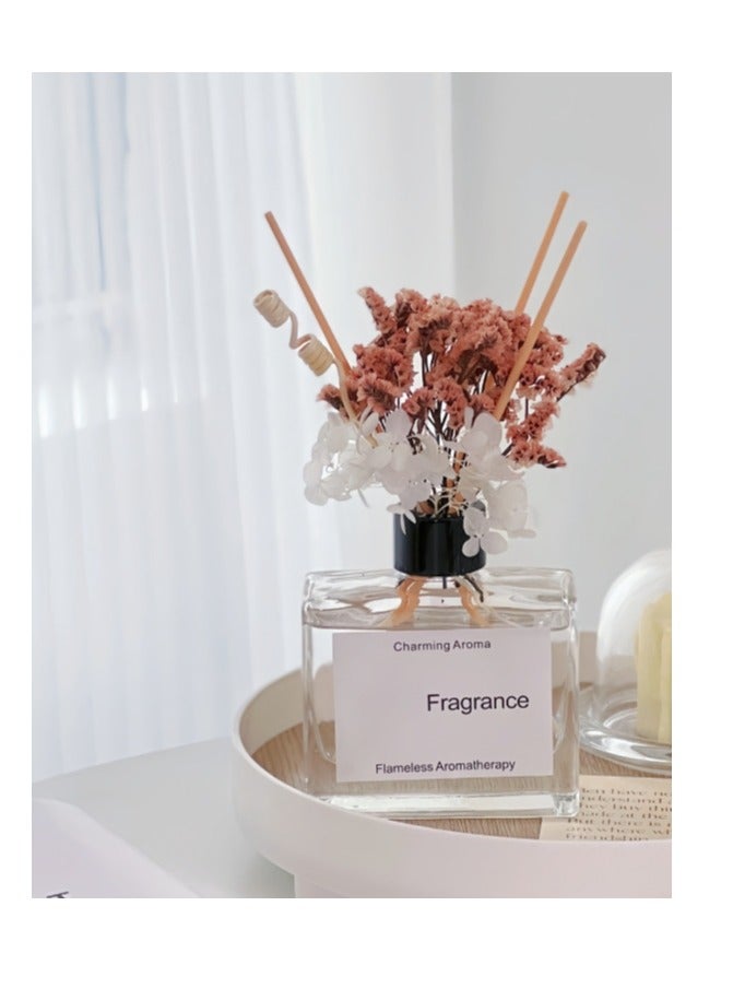 HUANXIN HOME Peach Scented 120ml Flower Reed Diffuser Set Scent Diffuser With Sticks Home Fragrance Flower Diffuser For Home Office Bathroom Shelf 
