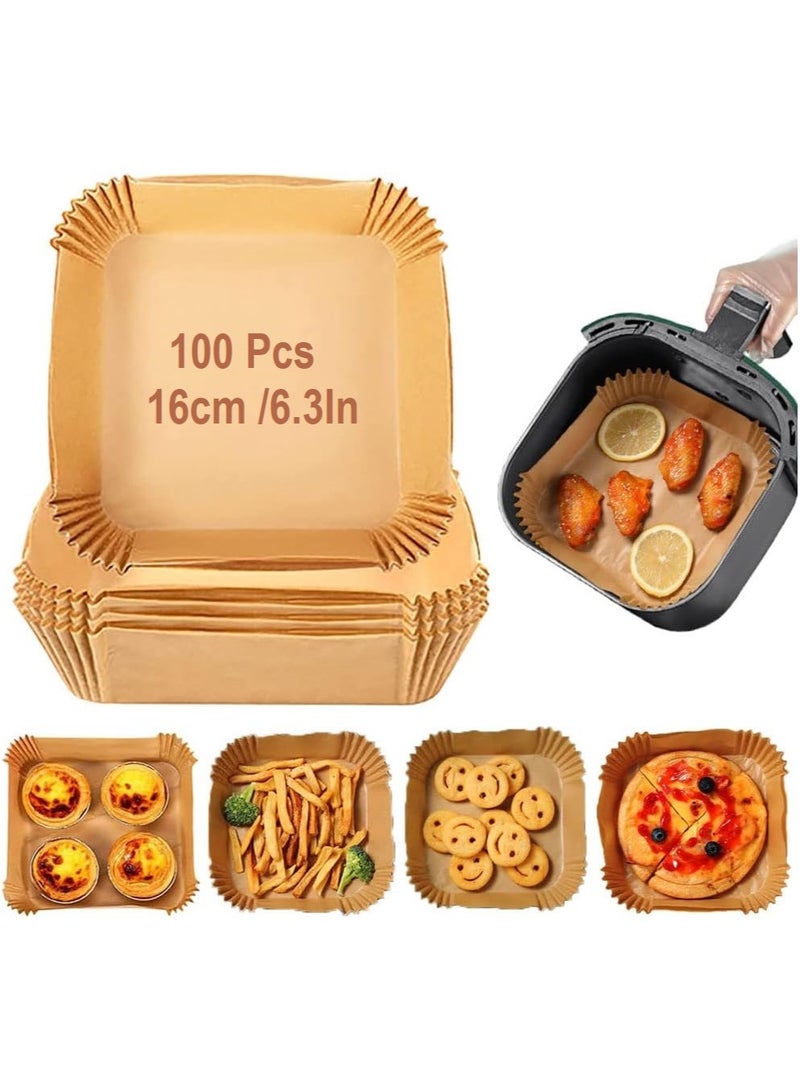 SKAFA Air Fryer Paper Square 16CM 100Pcs | Air Fryer Liner | Air Fryer Paper Plate, Baking Paper, Air Fryer Parchment Paper, Non-Stick Oil-Proof Air Fryer Liners. - Image 1