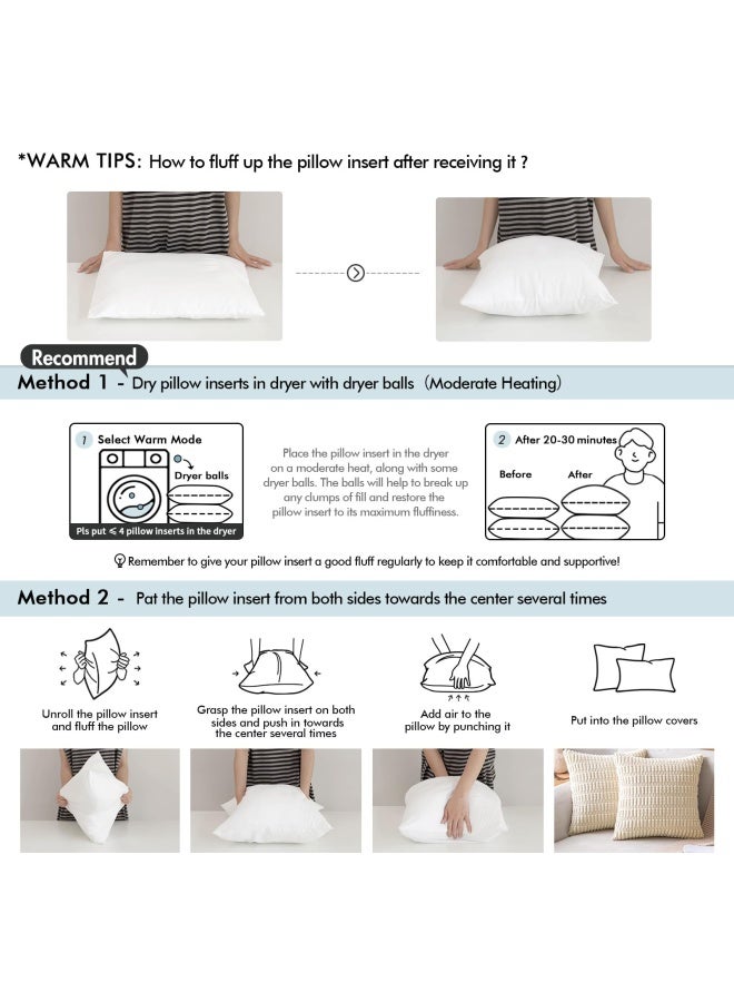 Throw Pillow Insert Premium Pillow Stuffer Sham Rectangle For Decorative Cushion Bed Couch Sofa 12X20 Inch
