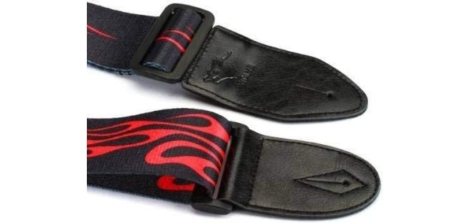 Belear Red Adjustable Cotton Guitar Strap with PU Leather Ends - Image 4