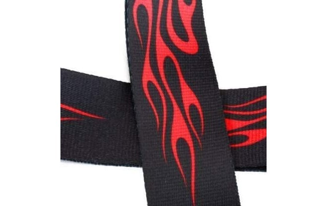 Belear Red Adjustable Cotton Guitar Strap with PU Leather Ends - Image 3
