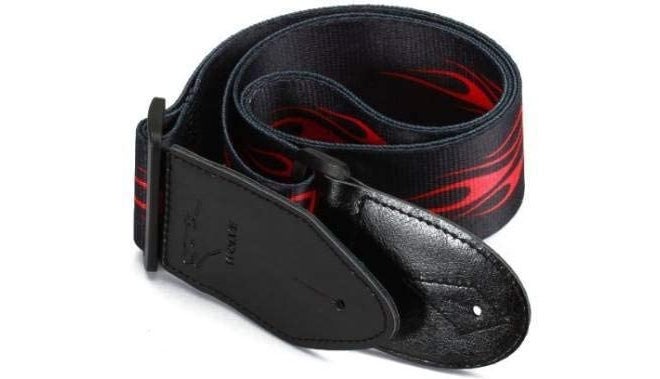 Belear Red Adjustable Cotton Guitar Strap with PU Leather Ends - Image 2