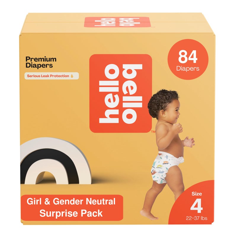 Hello Bello Premium Diapers, Size 4 (22-37 lbs) Surprise Pack for Girls - 84 Count, Hypoallergenic with Soft, Cloth-Like Feel - Assorted Girl & Gender Neutral Patterns - Image 1