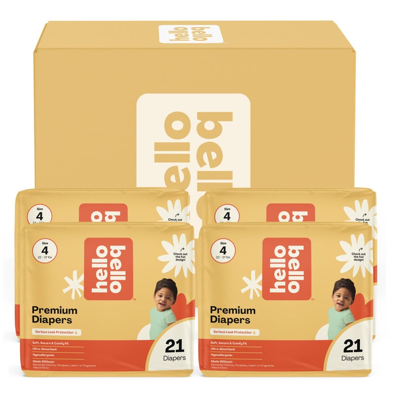 Hello Bello Premium Diapers, Size 4 (22-37 lbs) Surprise Pack for Girls - 84 Count, Hypoallergenic with Soft, Cloth-Like Feel - Assorted Girl & Gender Neutral Patterns - Image 2