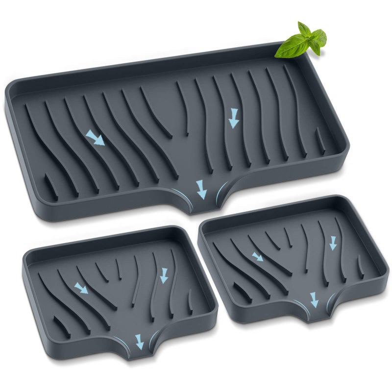 EGWON Silicone Sponge and Soap Holder Self Draining Kitchen Caddy Sink Organizer with Soap Dispenser and Palm Brush