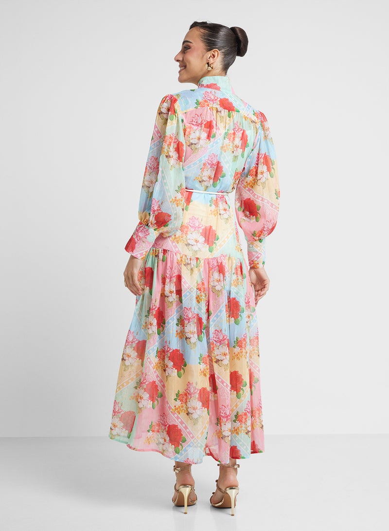 خزانة فستان ماكسي بطبعة زهور - Image 2