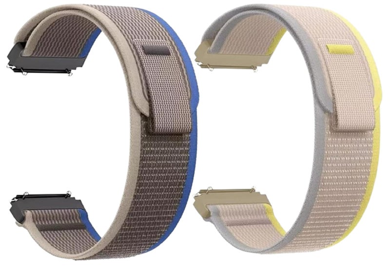 ACHOR ACH138 20MM New Trail Velcro / Alpine Nylon Loop Watch Bands / Straps Compatible With Amazfit Bip/ Bip U/ Bip U Pro/ Bip Lite, Bip S, Amazfit Pop/ Pop Pro, Amazfit GTS/ GTS 2/ GTS 2e/GTR, Samsung Galaxy Watch 4 40mm 44mm/4 Classic Strap 46mm 42mm,Galaxy Watch 5/5 Pro, Vivoactive 3 HR For Men / Women / Unisex (BLUE ( TRAIL ) / YELLOW ( TRAIL ), 20MM [ COMBO OF 2 ]) - Image 1
