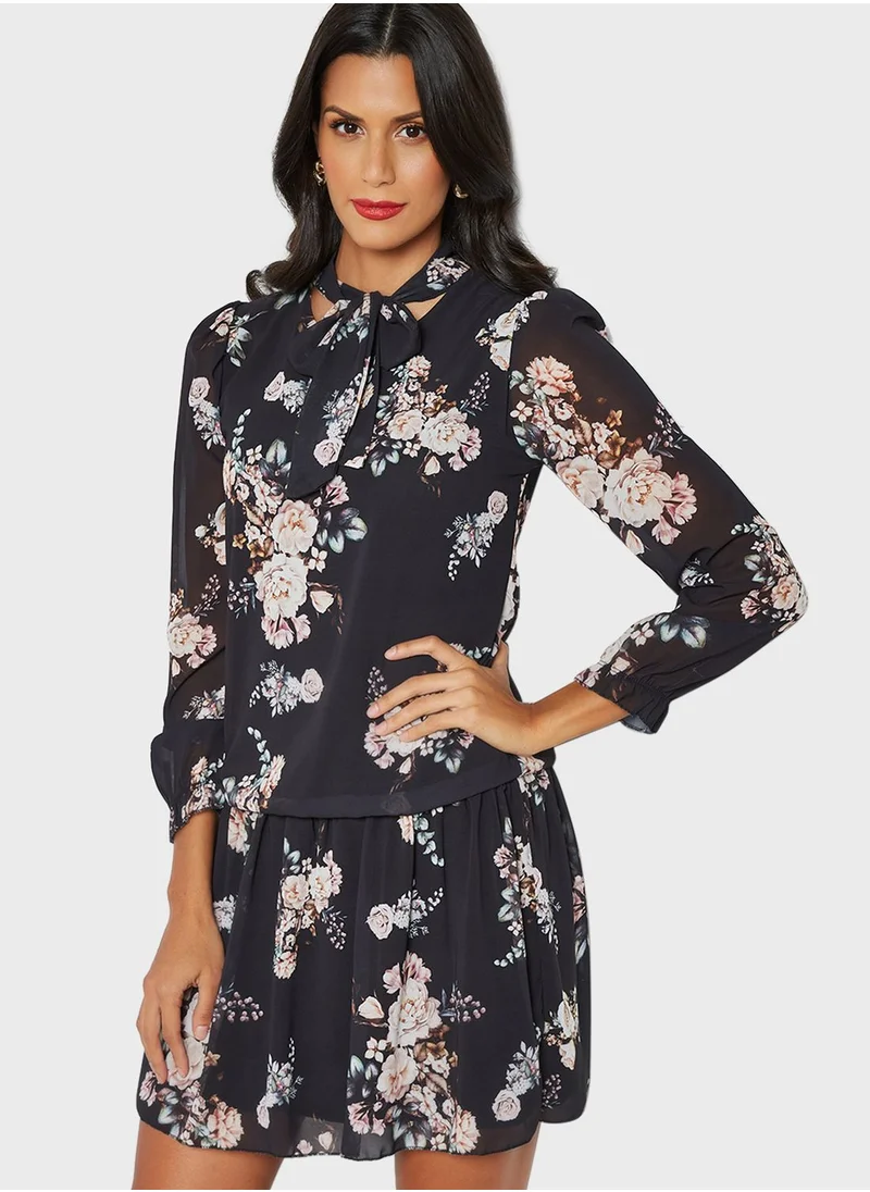 MELA LONDON Floral Bow Tie Dress