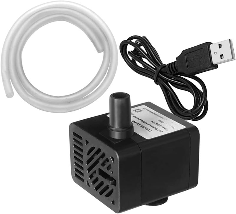 PULACO DC 5V USB Mini Submersible Water Pump with Tubing for Pet Fountain, Aquarium Fish Tank, Pond, Fountain, Hydroponics - Image 1