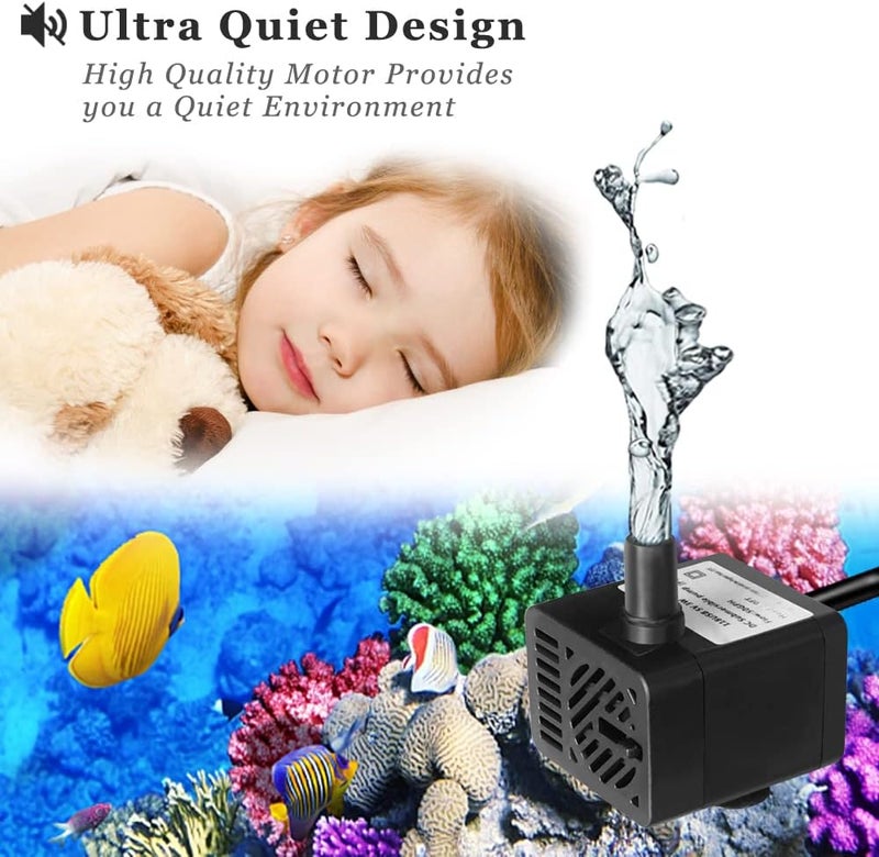PULACO DC 5V USB Mini Submersible Water Pump with Tubing for Pet Fountain, Aquarium Fish Tank, Pond, Fountain, Hydroponics - Image 2