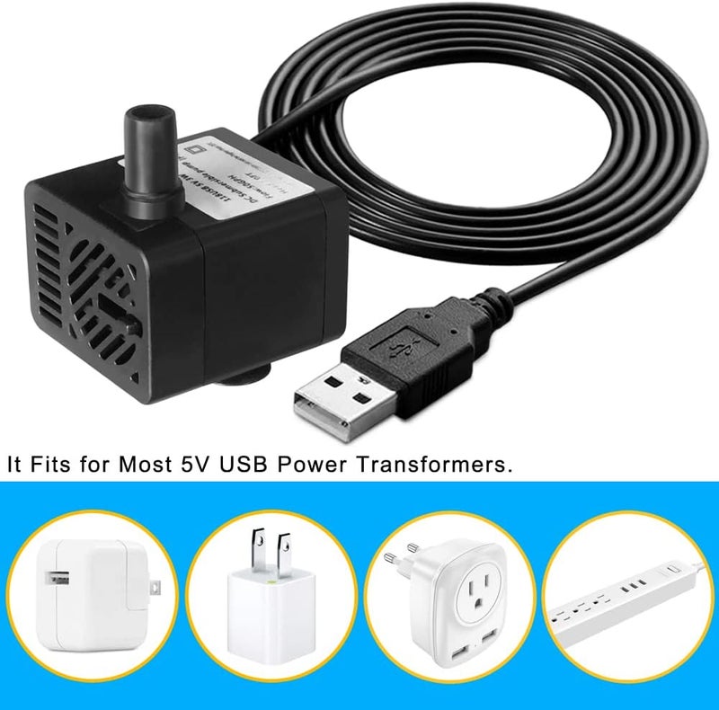 PULACO DC 5V USB Mini Submersible Water Pump with Tubing for Pet Fountain, Aquarium Fish Tank, Pond, Fountain, Hydroponics - Image 5