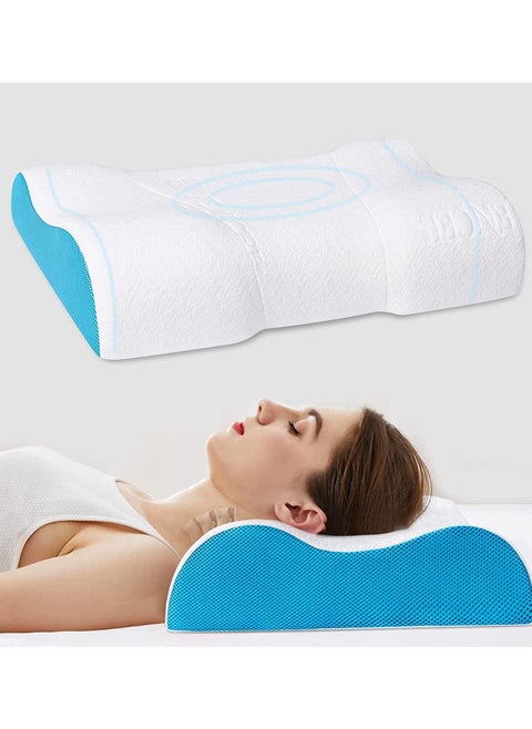 Cervical Memory Foam Pillow Contour Pillow Neck Sleeping Pillow Ergonomic Orthopedic Bed Pillow for Neck Pain Side Back Stomach Sleepers with Removable Pillowcase White