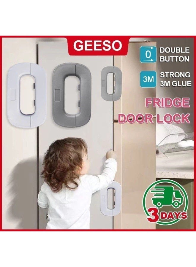 Child Safety Cabinet Lock Self Adhesive Refrigerator Door Lock – Baby Proof Fridge Lock for Cupboards, Freezer, Wardrobe and Cabinets – Toddler Safety Lock with Strong Adhesive No Drill Installation (1 Piece) - Image 1