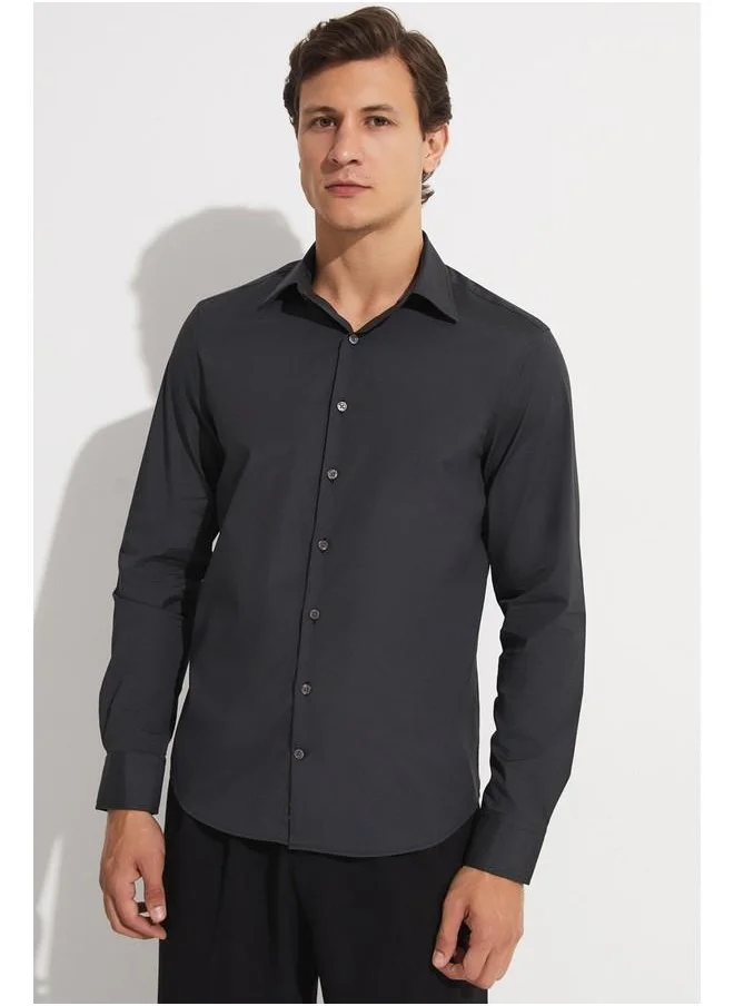 جون June Exclusive Men Slim Fit Long Sleeve Shirt Anthracite