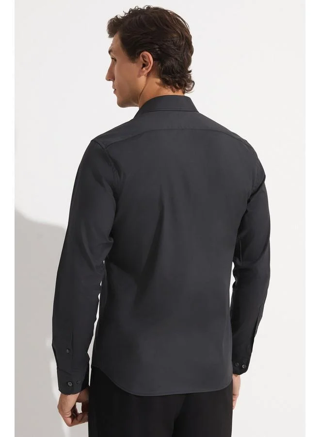 JUNE June Exclusive Men Slim Fit Long Sleeve Shirt Anthracite