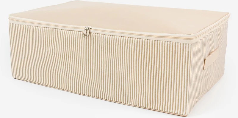 Nacarev 2 Pieces Large Size Line Pattern Printed Beige Bed Base Organizer Storage Bag Set 60x40x20 cm