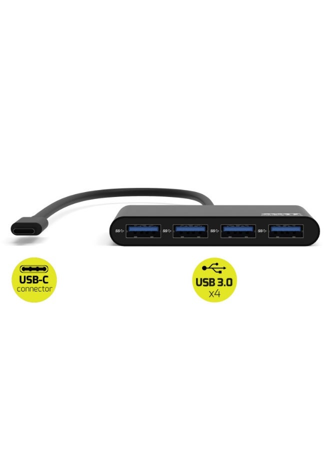 Port Designs USB Type-C Hub with 4x USB 3.0 Ports, 5 Gbps Transfer Speed, 30cm Cable, Plug & Play Compact Adapter 900123 - Image 5