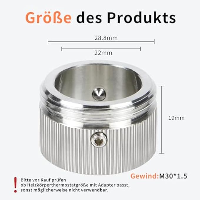 4PCS RADIATOR THERMOSTAT ADAPTER MADE OF 304 STAINLESS STEEL, M30 X 1.5 THERMOSTAT ADAPTER FOR RA, RAV, RAVL VALVE, HEATING VALVE ADAPTER WITH HEX KEY, RADIATOR ACCESSORIES - Image 2