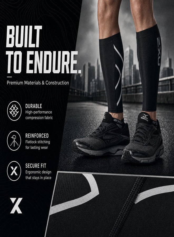 2XU Compression Calf Guards, Black/Black, Small - Image 4