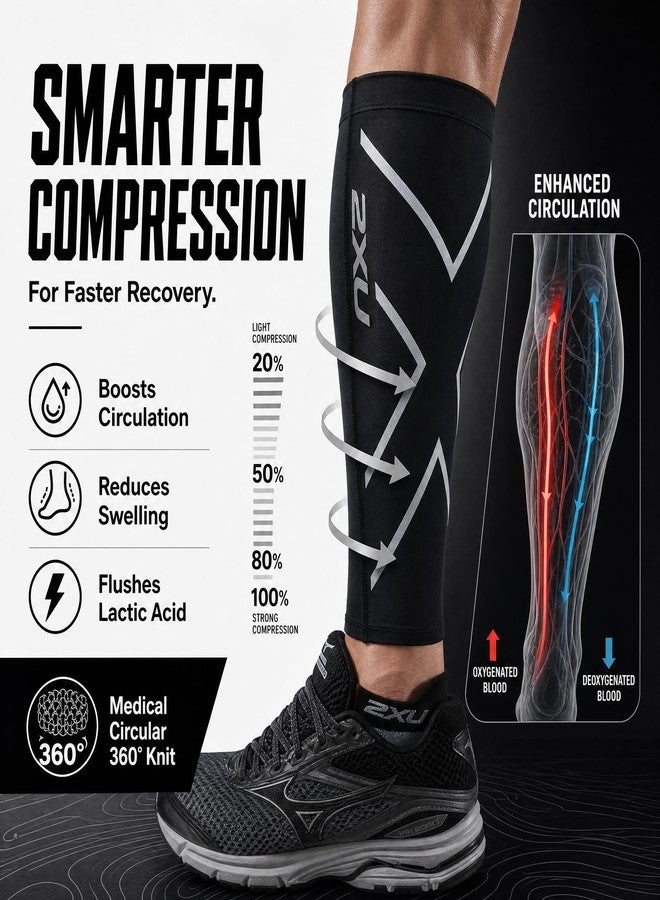 2XU Compression Calf Guards, Black/Black, Small - Image 3