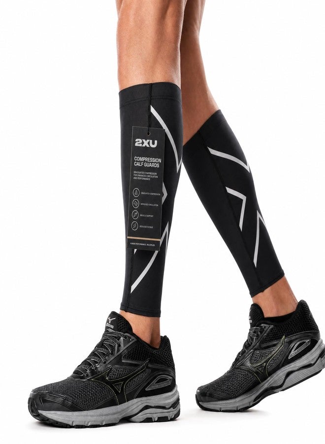 2XU Compression Calf Guards, Black/Black, Small - Image 1
