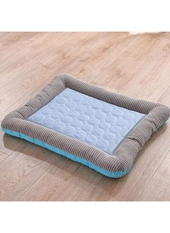 Kuber Industries Rectangular Dog & Cat Bed|Yarn Dyed Oxford Cloth|Nylon And Polyester With Cotton Filling|Self-Cooling Bed For Dog & Cat|Small Light-Weight & Durable Dog Bed|Zqcj005B-L|Blue  - Image 1