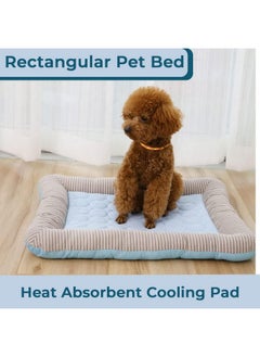 Kuber Industries Rectangular Dog & Cat Bed|Yarn Dyed Oxford Cloth|Nylon And Polyester With Cotton Filling|Self-Cooling Bed For Dog & Cat|Small Light-Weight & Durable Dog Bed|Zqcj005B-L|Blue  - Image 3