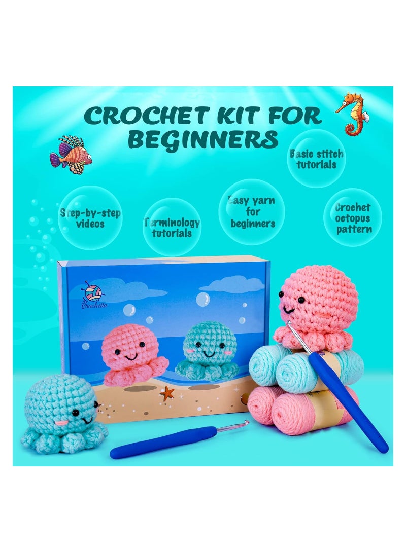 Zikra Beginner's Crochet Kit, Animal Crochet Kits Step-by-Step Crocheting Video Tutorials Crochet Starter Pack Knitting Starter Pack Beginner Knitting Kit with Crochet Tools  for Adults and Kids - Image 3