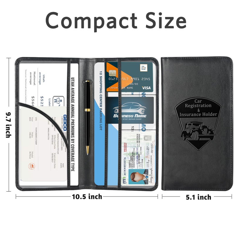CoBak Car Registration and Insurance Holder - Vehicle Glove Box Car Organizer, Auto Truck Comparment Accessories Case for Essential Document, Driver License, Cards - Image 5