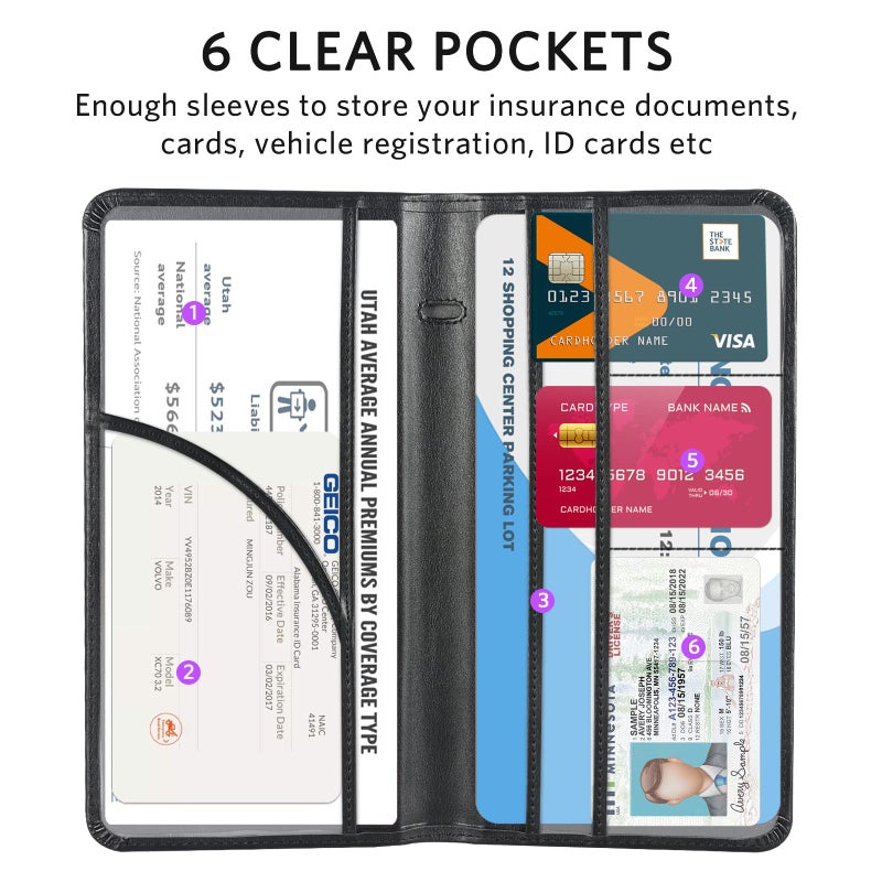 CoBak Car Registration and Insurance Holder - Vehicle Glove Box Car Organizer, Auto Truck Comparment Accessories Case for Essential Document, Driver License, Cards - Image 3