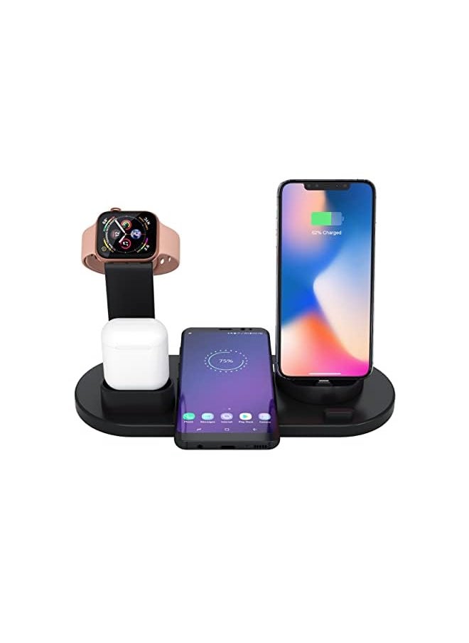 wireless charging station 4 in 1 - for multiple devices - Wireless charger Compatible for All Smart Watches, AirPods, earbuds, iPhone and all android Phones.