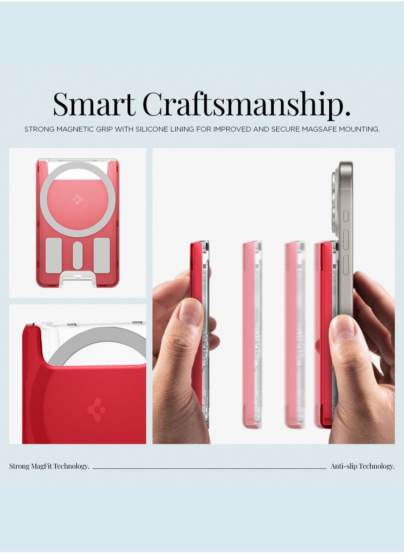 Spigen Ultra Hybrid (MagFit) Magnetic MagSafe Wallet Card Holder [3-4 Cards] for iPhone 16 Pro Max / 16 Pro / 16 Plus / 16 / iPhone 15/14/13/12 series - Classic C1 Ruby  - Image 5