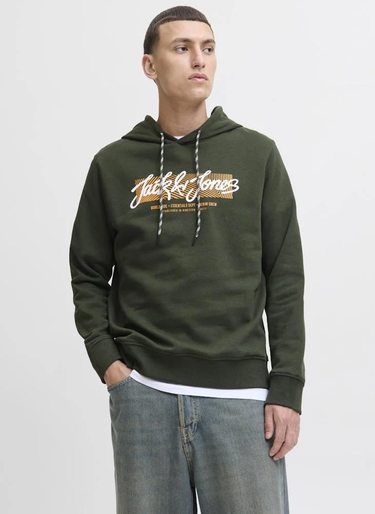 JACK & JONES Logo Regular Fit Pullover Hoodie