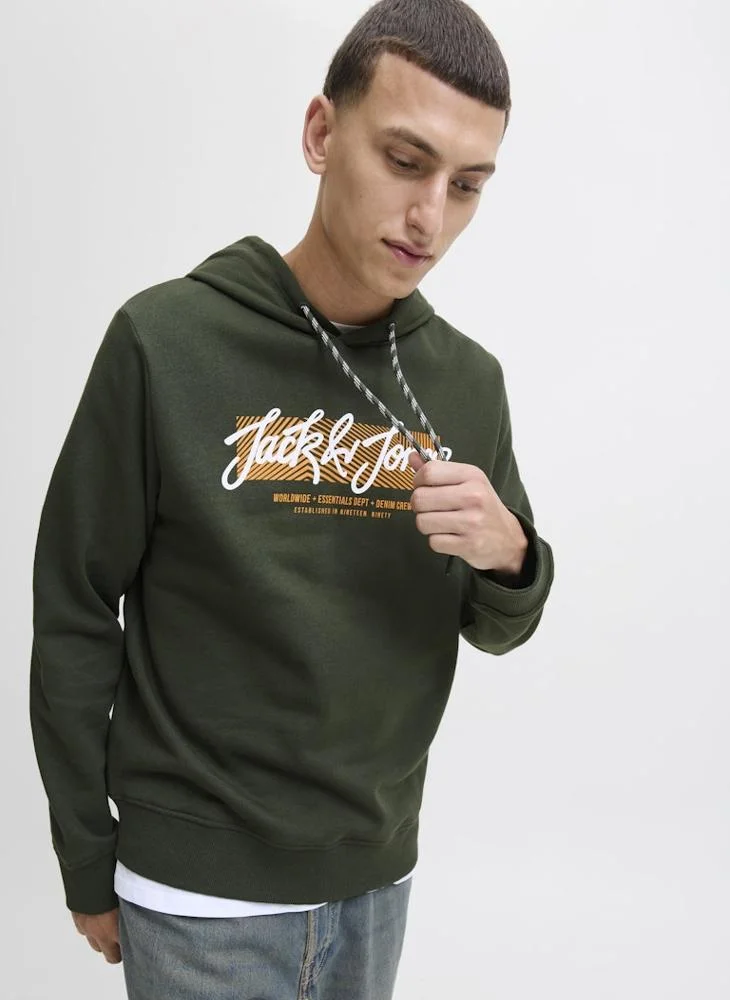JACK & JONES Logo Regular Fit Pullover Hoodie